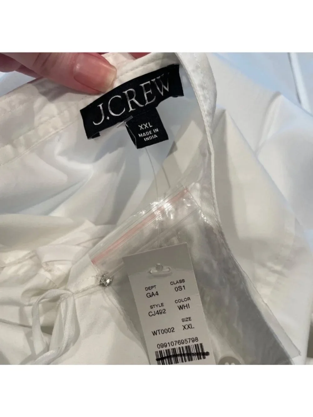NWT J.Crew Delilah Dress in Cotton Poplin XXL White Short Sleeve Summer Mini 2XL